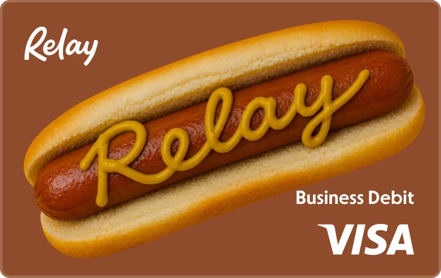 Limited-edition hot dog Relay debit card.