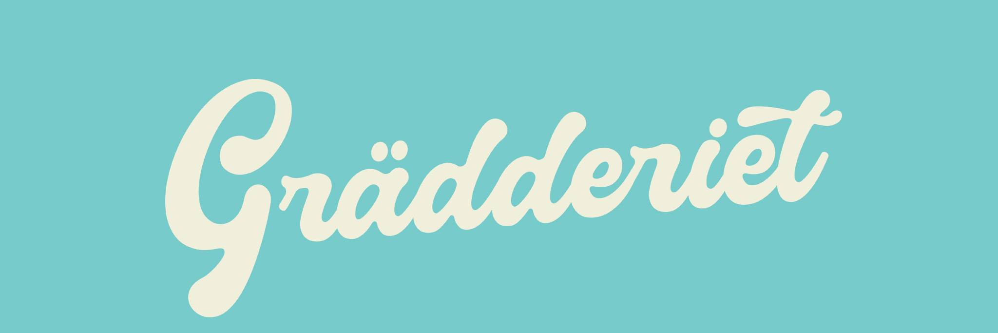 The word "Grädderiet" is written in cream-colored cursive on a light blue background.