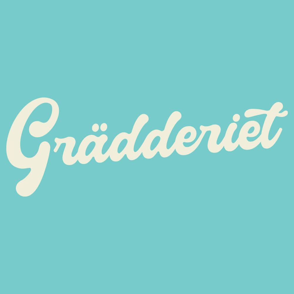 The word "Grädderiet" is written in cream-colored cursive text on a light blue background.