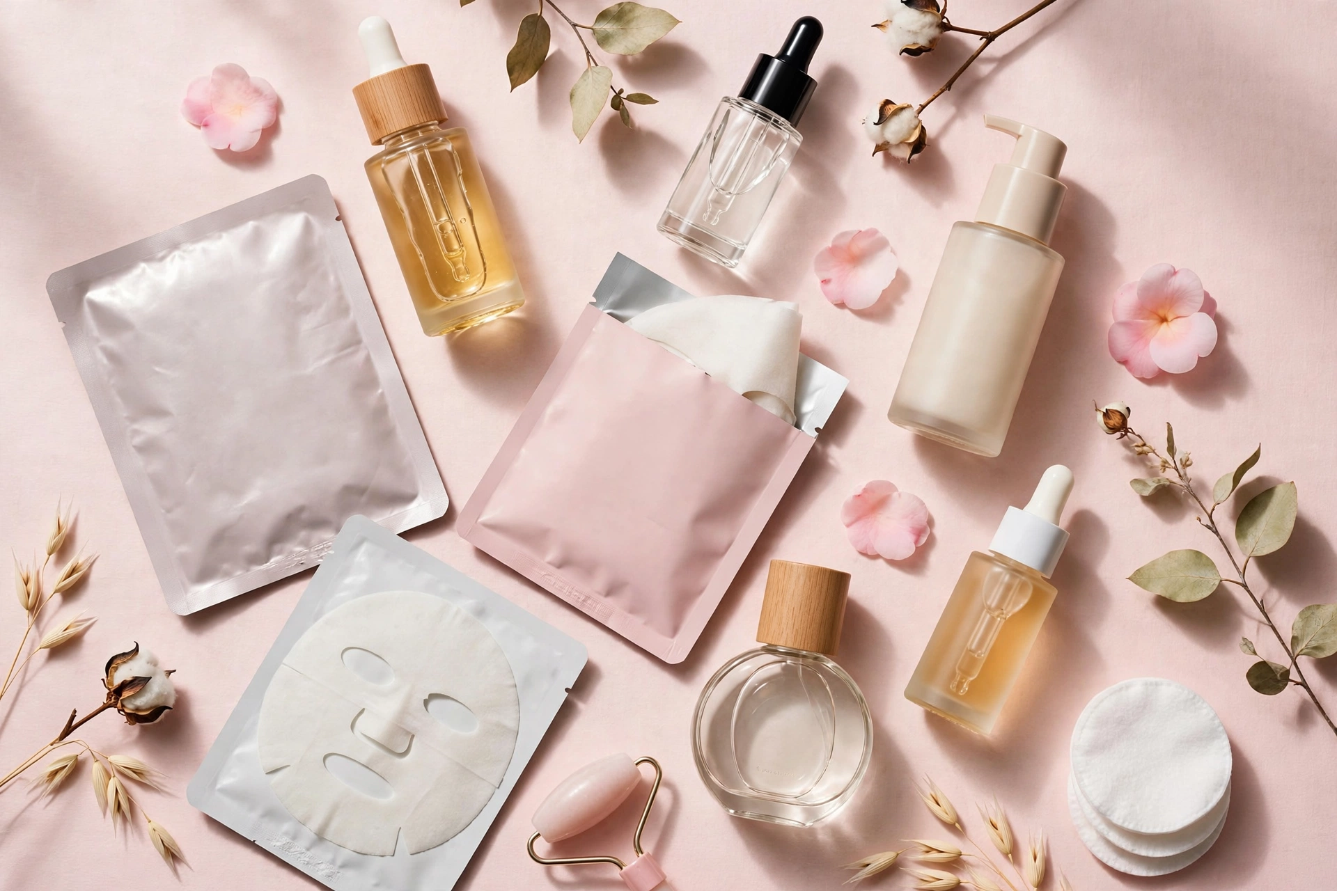 Flat lay of affordable K-beauty skincare dupes with price tags in pounds