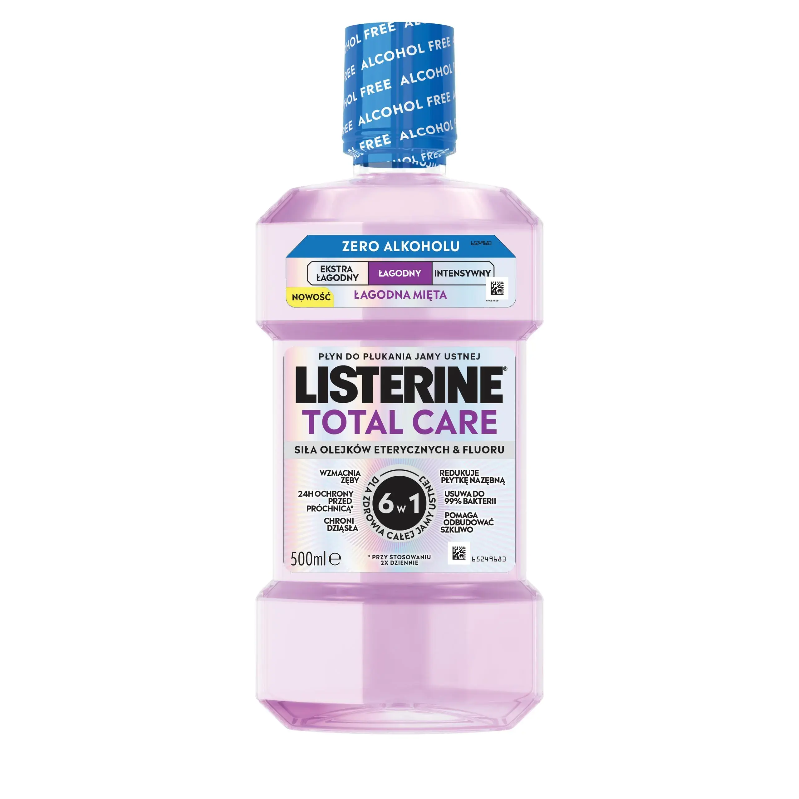 Płyn do płukania jamy ustnej LISTERINE® Total Care Łagodny Smak (Zero Alkoholu), butelka 500 ml​