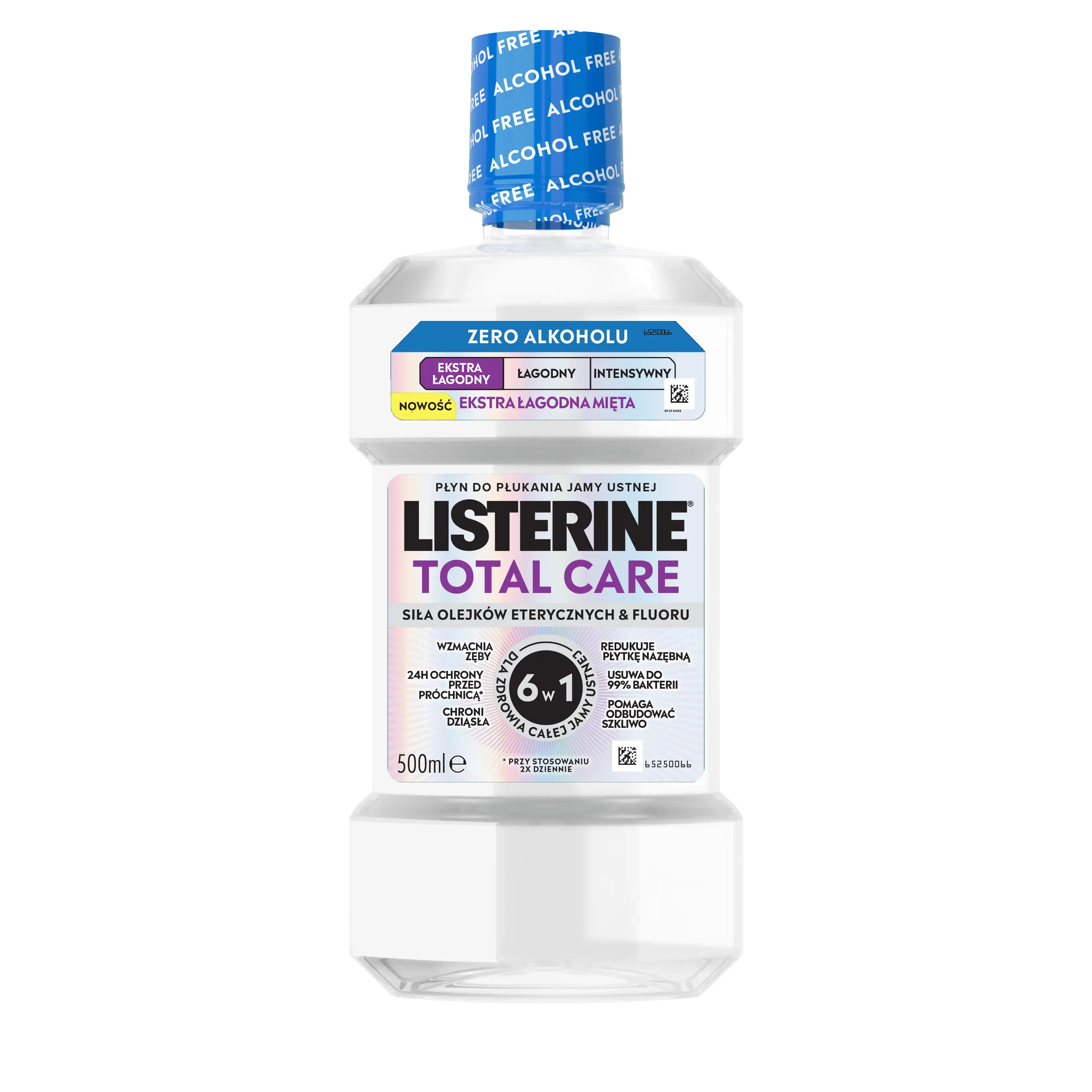 Płyn do płukania jamy ustnej LISTERINE® Total Care Ekstra Łagodny Smak (Zero Alkoholu), butelka 500 ml 