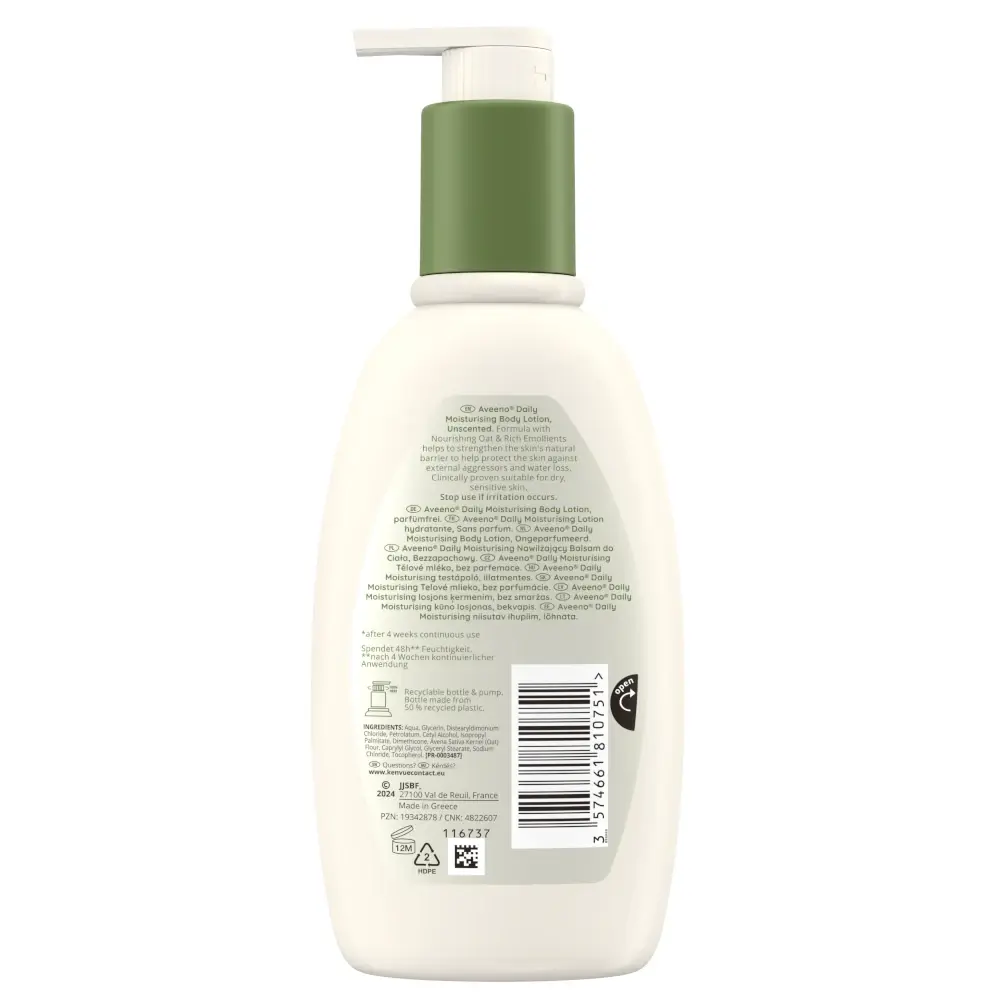 Aveeno® Daily Moisturising Nawilżający Balsam do Ciała. Zdjęcie Produktu z tyłu