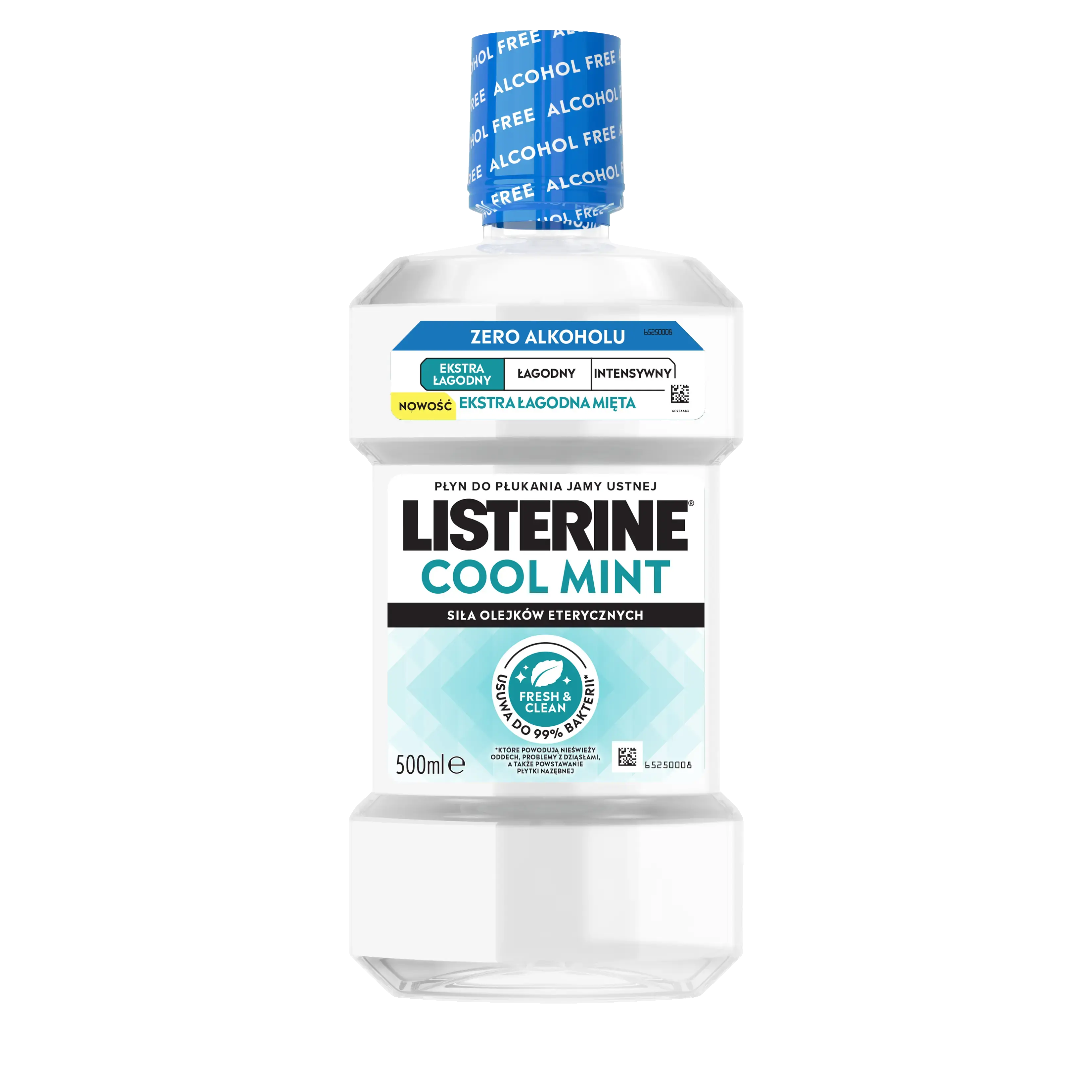  Płyn do płukania jamy ustnej LISTERINE® Cool Mint Ekstra Łagodny Smak (Zero Alkoholu), butelka 500 ml 