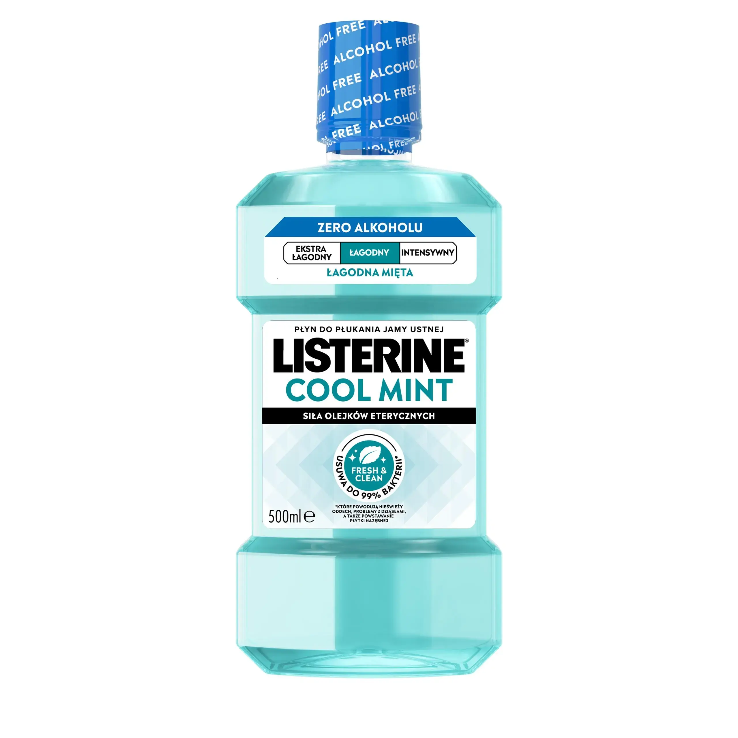 Płyn do płukania jamy ustnej LISTERINE® Cool Mint Łagodny Smak (Zero Alkoholu), butelka 500 ml​