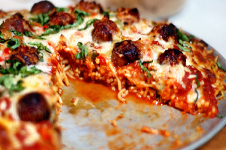 Spaghetti & Meatballs Pizza