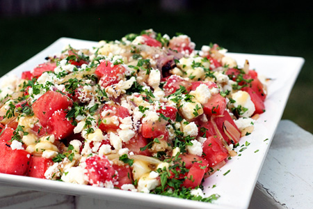 Grilled Watermelon & Fennel Salad with Charred Lemon Vinaigrette
