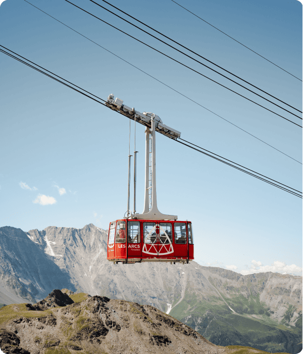 aiguille rouge The Aiguille Rouge cable car in Les Arcs in summer