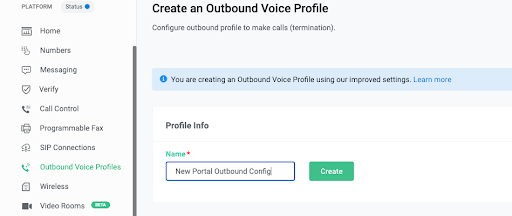 Create Outbound Profile