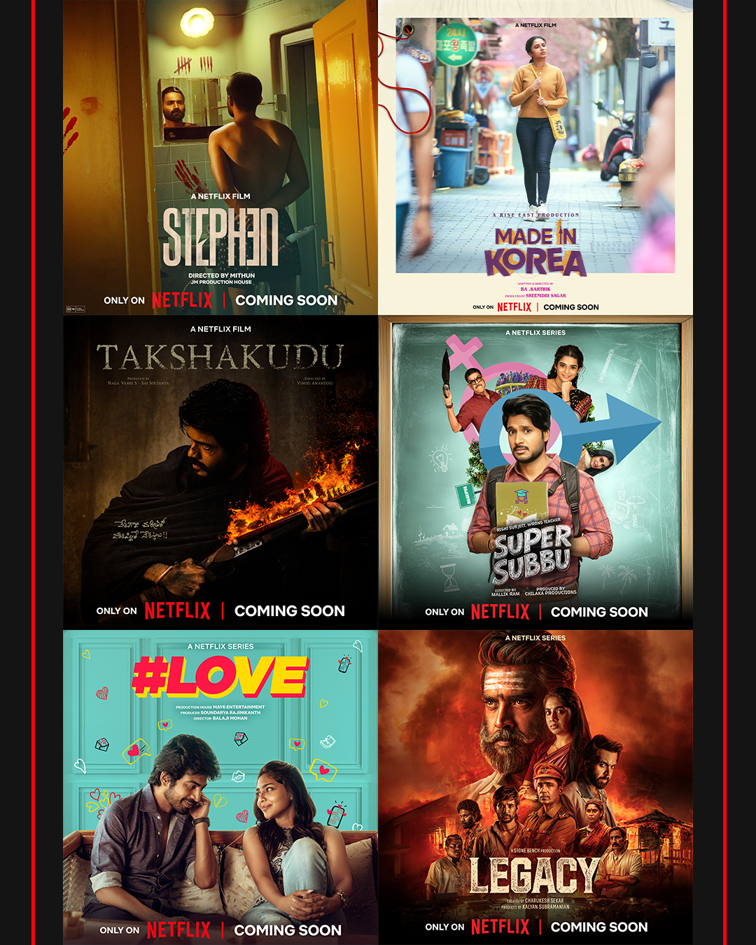 Netflix Announces Six Tamil and Telugu Originals
