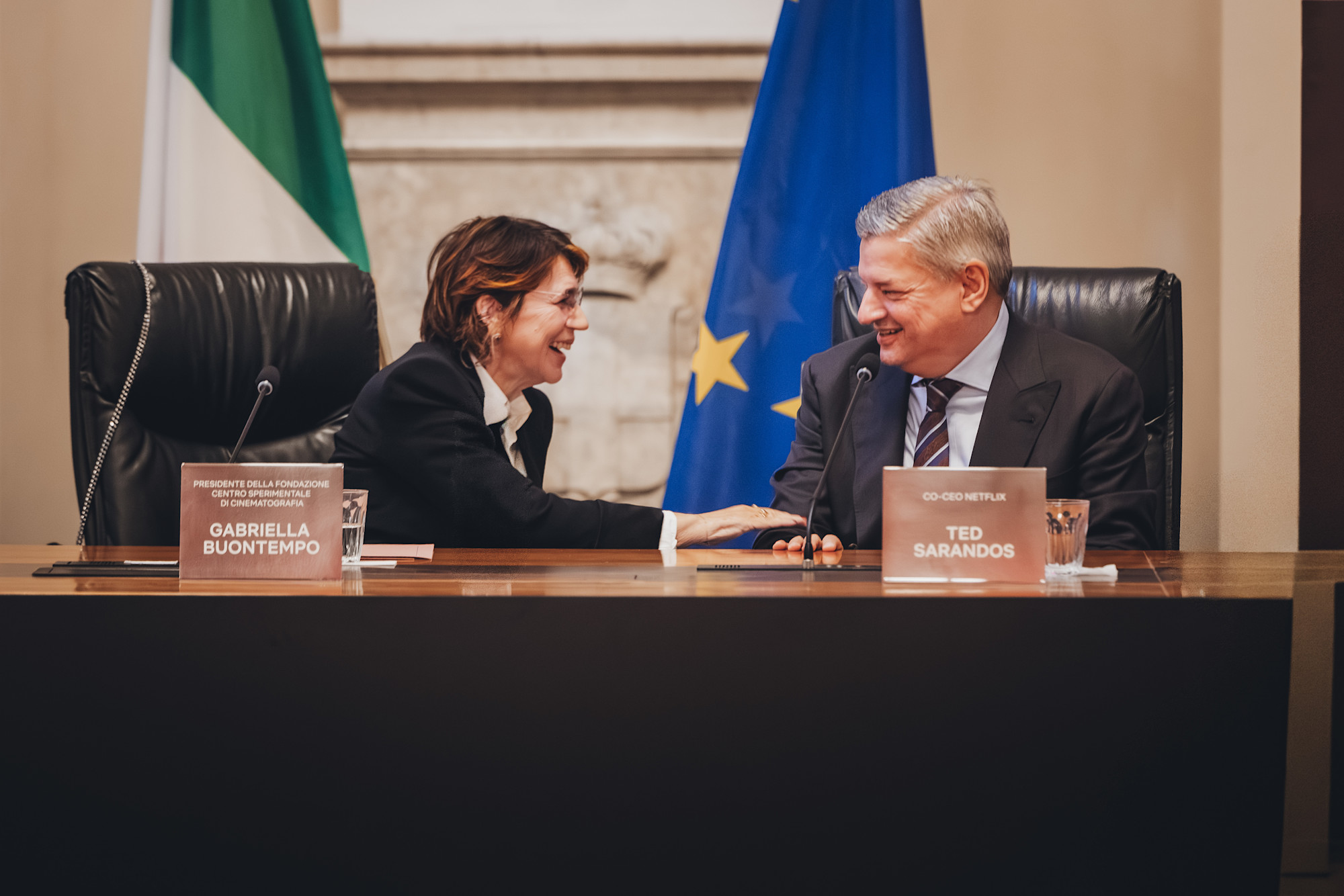 Ted Sarandos e Gabriella Buontempo, Presidente della Fondazione Centro Sperimentale di Cinematografia