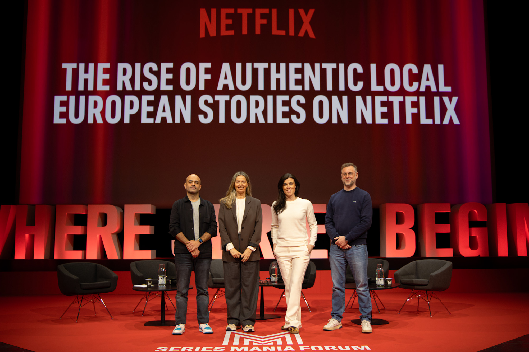 Séries Mania 2025 - (de gauche à droite : François Uzan, Emma Lustres, Elettra Canovi & Nico Moolenaar) 