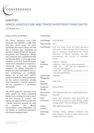 Africa Agriculture and Trade Investment Fund (AATIF) Case Study