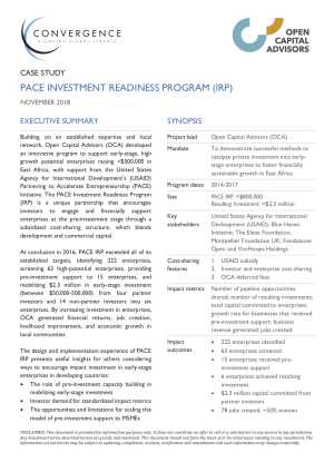 PACE Investment Readiness Program Case Study