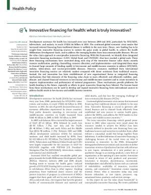 Innovative Financing for Health: What is Truly Innovative?