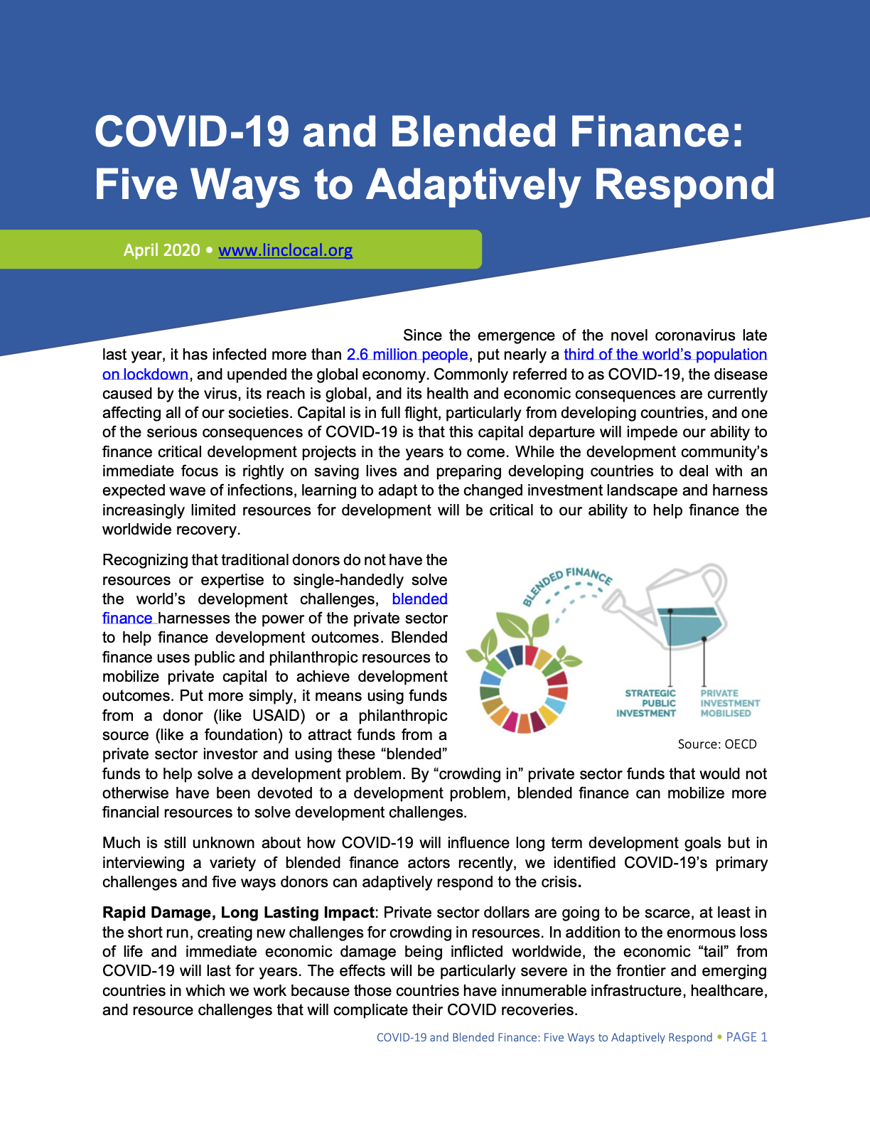 COVID-19 and Blended Finance: Five Ways to Adaptively Respond