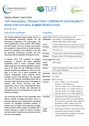 TLFF Inaugural transaction: Corporate sustainability bond for natural rubber production