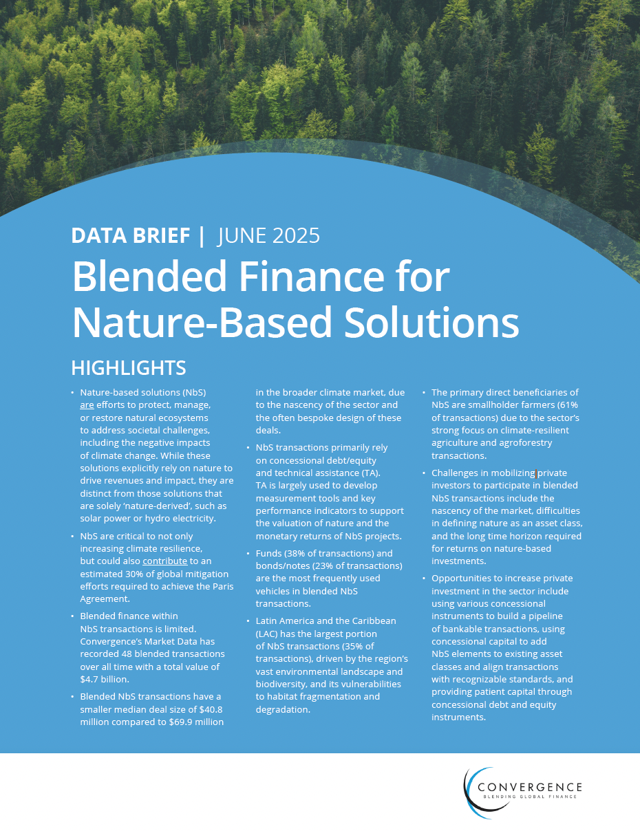 Blended Finance for Nature-Based Solutions