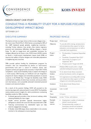 Conducting a Feasibility Study for a Refugee-focused Development Impact Bond - Design Grant Case Study