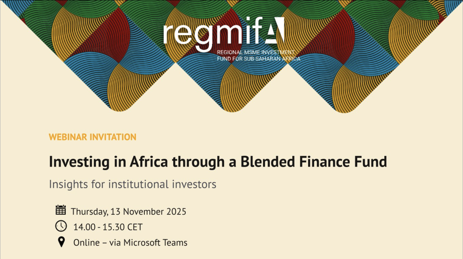 REGMIFA WEBINAR ｜Investing in Africa through a Blended Finance Fund