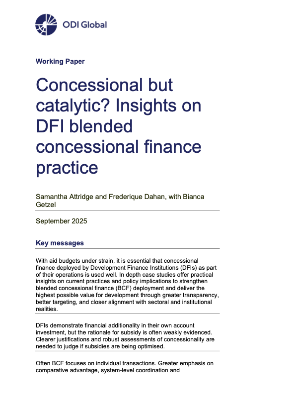 Concessional but catalytic? Insights on DFI blended concessional finance practice