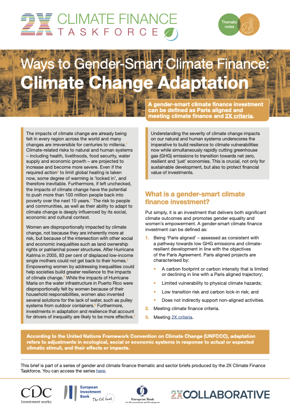  Ways to Gender-Smart Climate Finance: Climate Change Adaptation