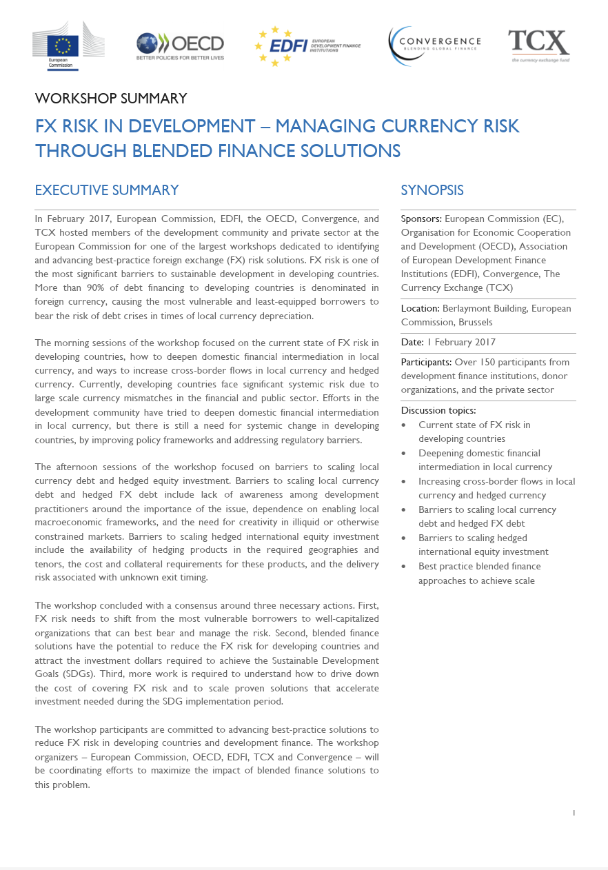 FX Risk in Development – Managing Currency Risk Through Blended Finance Solutions