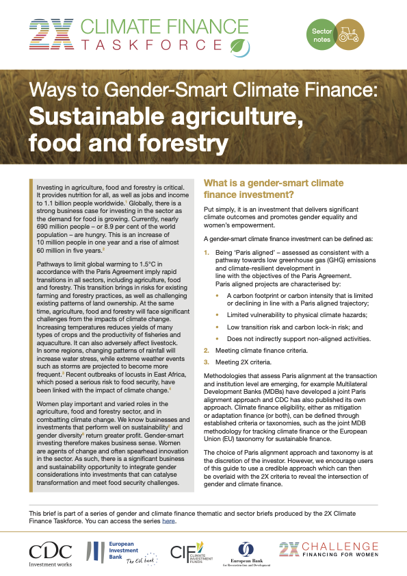  Ways to Gender-Smart Climate Finance: Sustainable agriculture, food and forestry