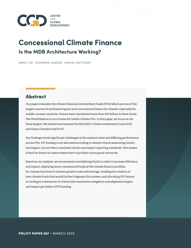 Concessional Climate Finance: Is the MDB Architecture Working?