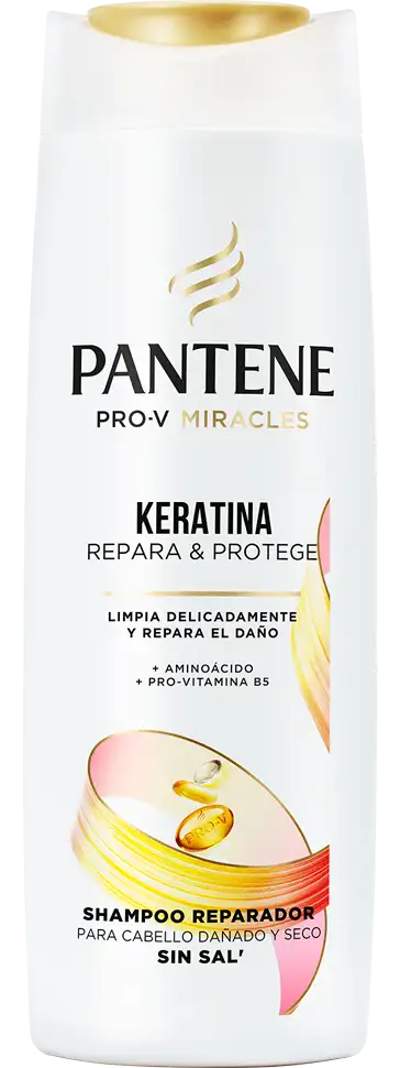 Botella de Shampoo Keratina PANTENE - restaura y protege tu cabello   