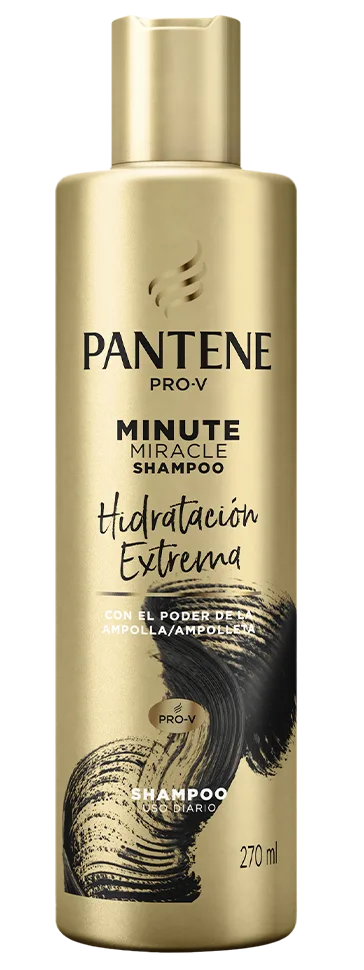 Botella de Shampoo hidratante para cabello Minute Miracle Hidratación Extrema de Pantene