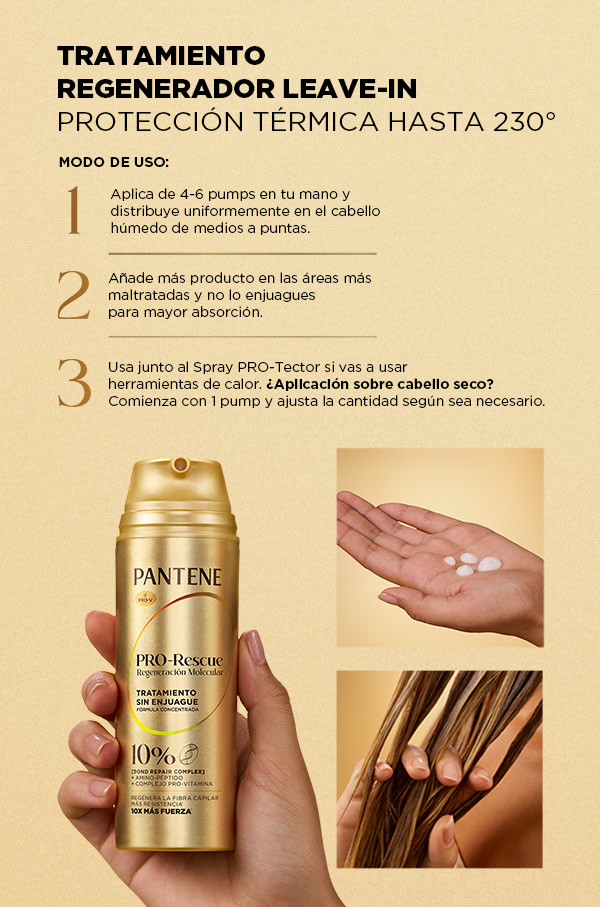 Tratamiento regenerador Leave-In Pantene Molecular Bond Repair, modo de uso