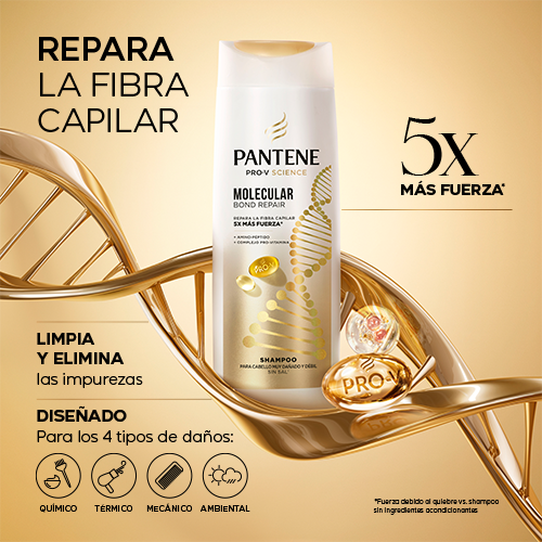 Botella de shampoo Molecular Bond Repair repara la fibra capilar 5X más fuerza