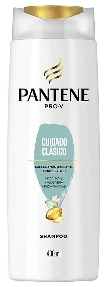 Botella de Shampoo Cuidado Clásico de Pantene para un cabello más brillante