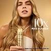 Mujer rubia con el tratamiento pro-rescue Molecular Bond Repair 10X más fuerza