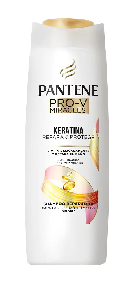 Botella de Shampoo Keratina PANTENE - restaura y protege tu cabello   