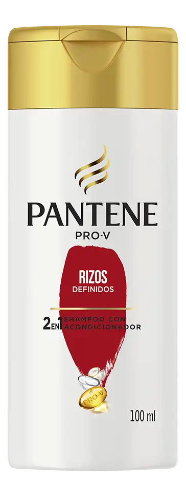 Botella del Shampoo y acondicionador 2 en 1 Rizos Definidos de Pantene