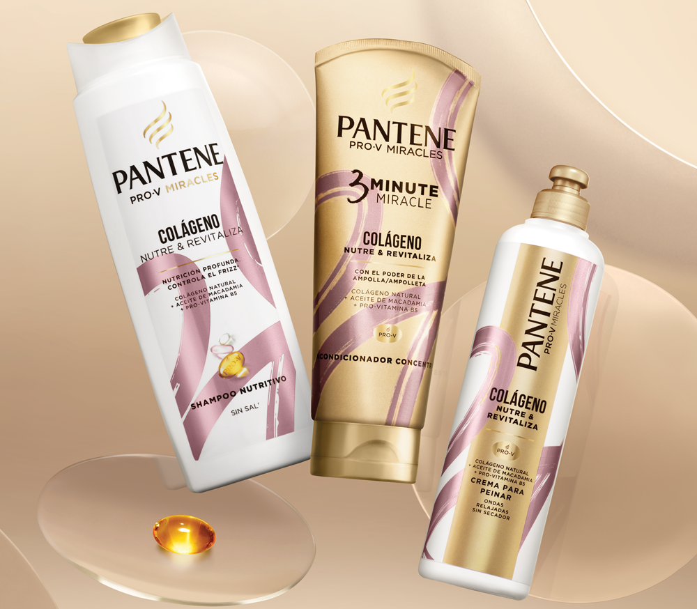 Productos de la colección Pantene Pro-V Miracles Colágeno Nutre & Revitaliza para reparar el cabello dañado