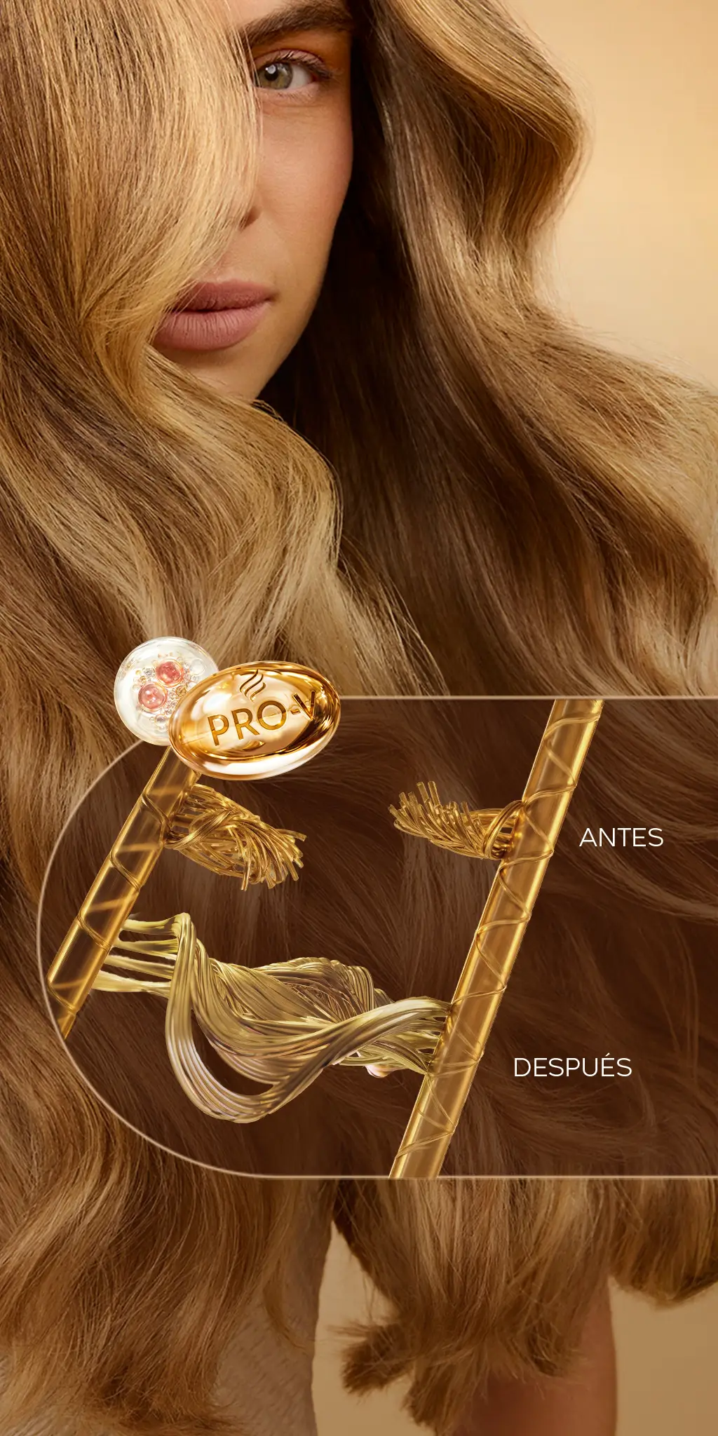 Mujer con cabello rubio con un cabello reparado luego de haber usado productos Molecular Bond Repair