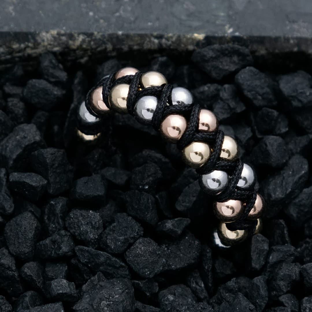 Anillo tejido ziz zag, Balines lisos