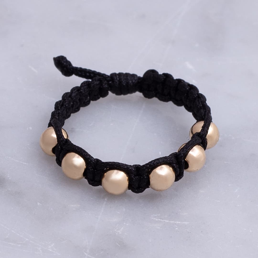 Anillo tejido balin liso 4mm v3
