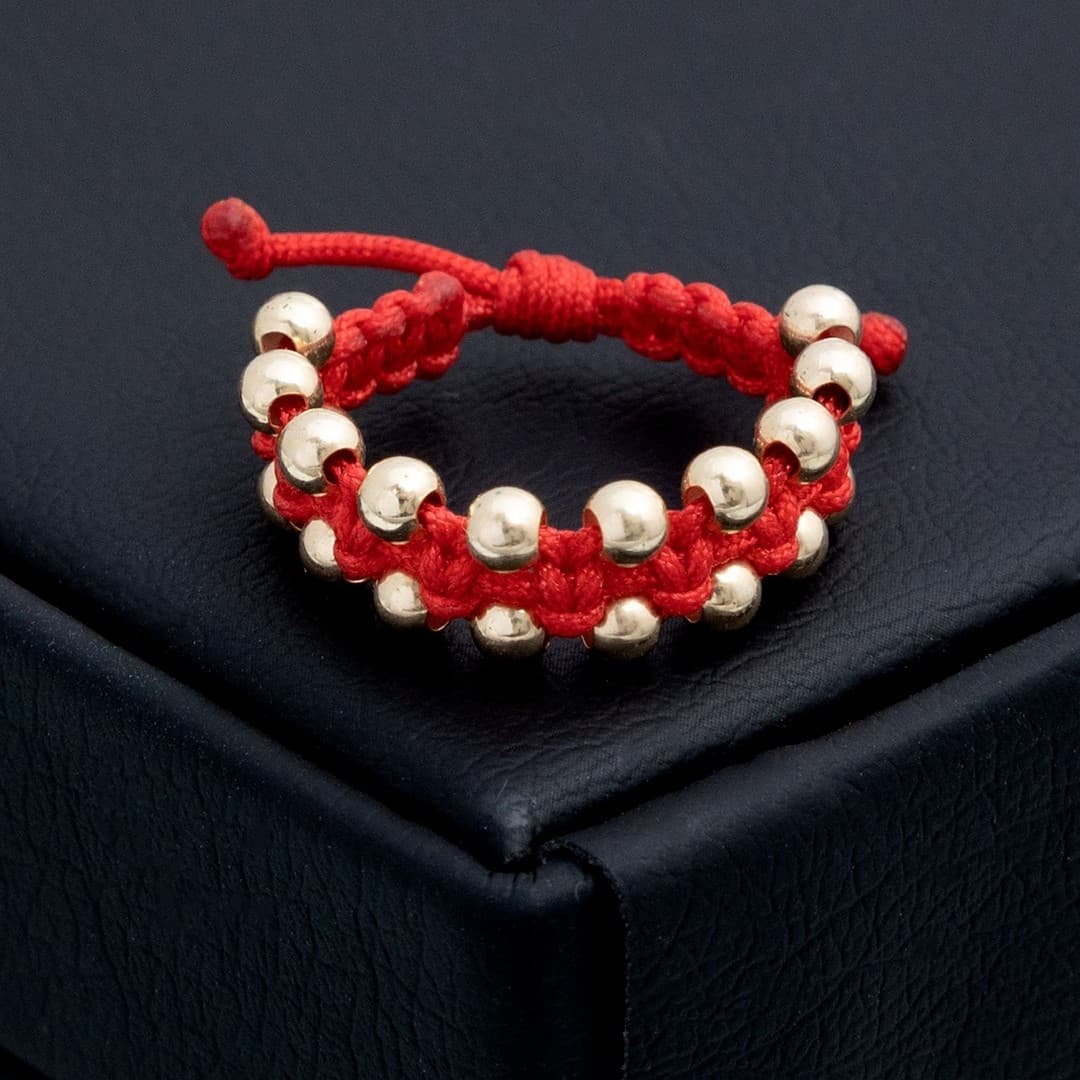Anillo tejido balin liso 4mm