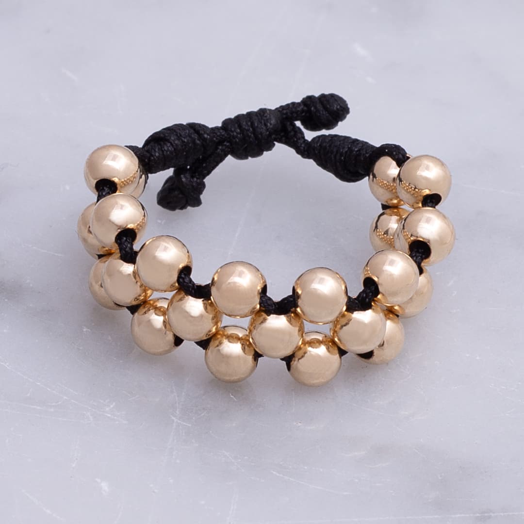 Anillo tejido balín liso 4mm v4