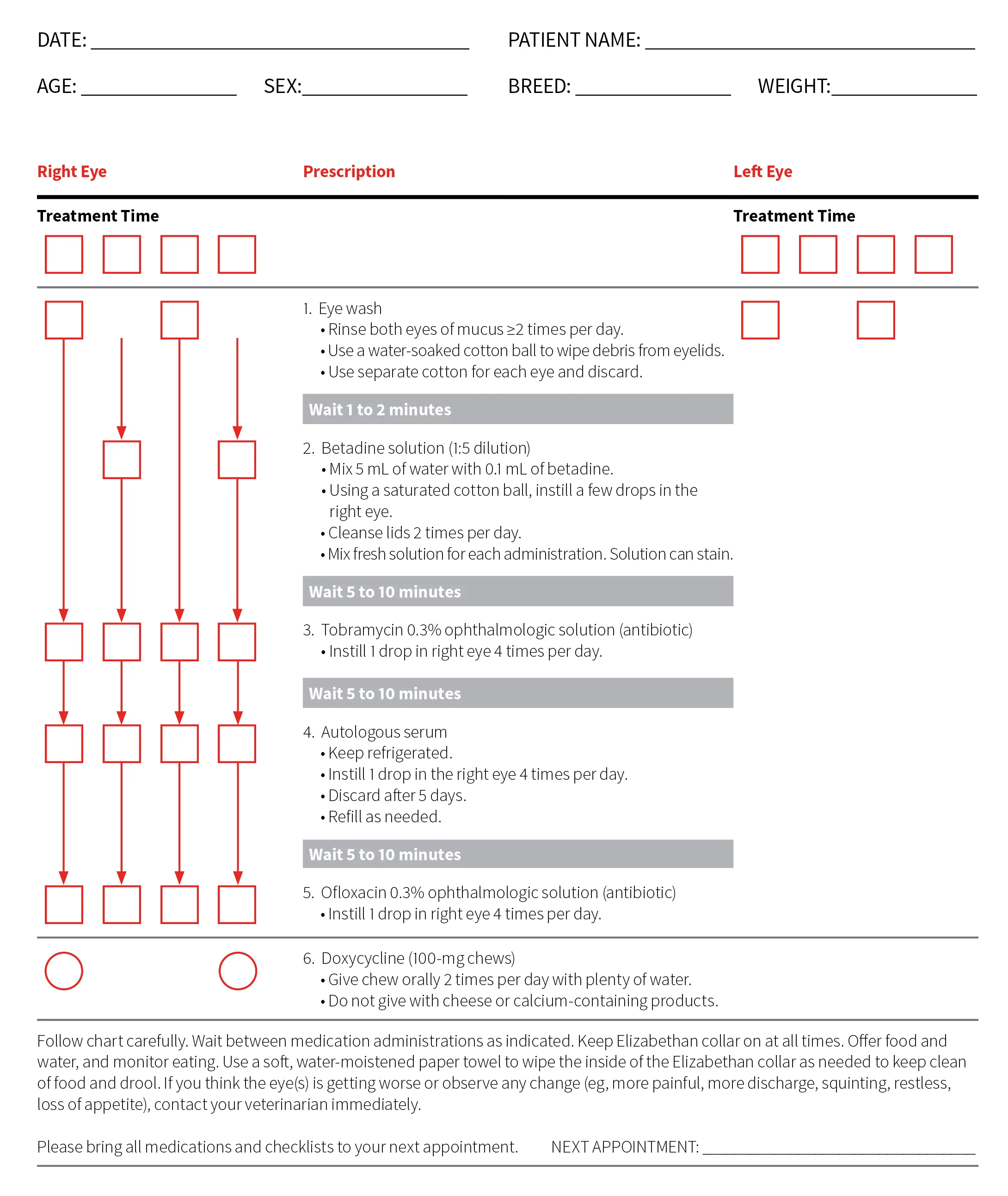 An example of a daily medication log.