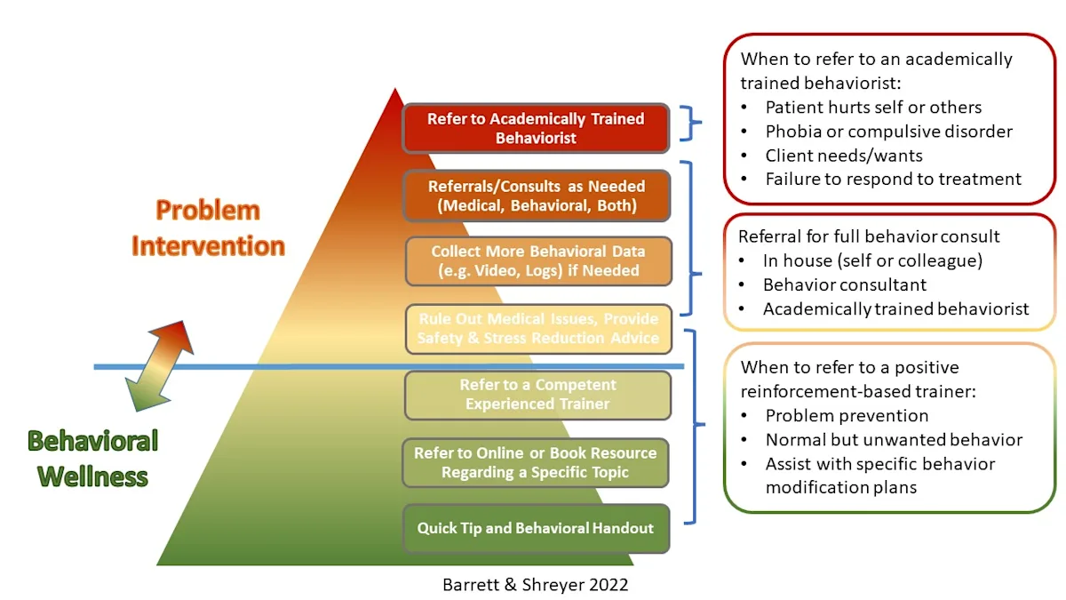 Diagram illustrating levels of handling a behavior problem, from quick tips to behavior referral.