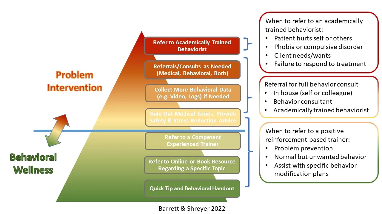 Diagram illustrating levels of handling a behavior problem, from quick tips to behavior referral.