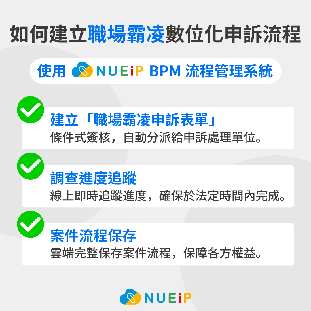 人資如何應對「職場霸凌」法規？透過BPM系統建立數位化申訴流程｜NUEIP