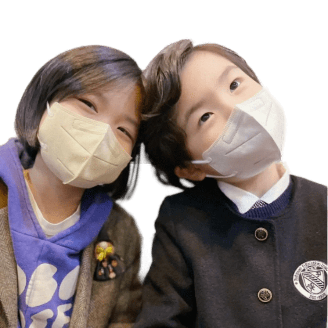 A and P Pre-K Gray Kids KF94 Mask Front View Model Pair