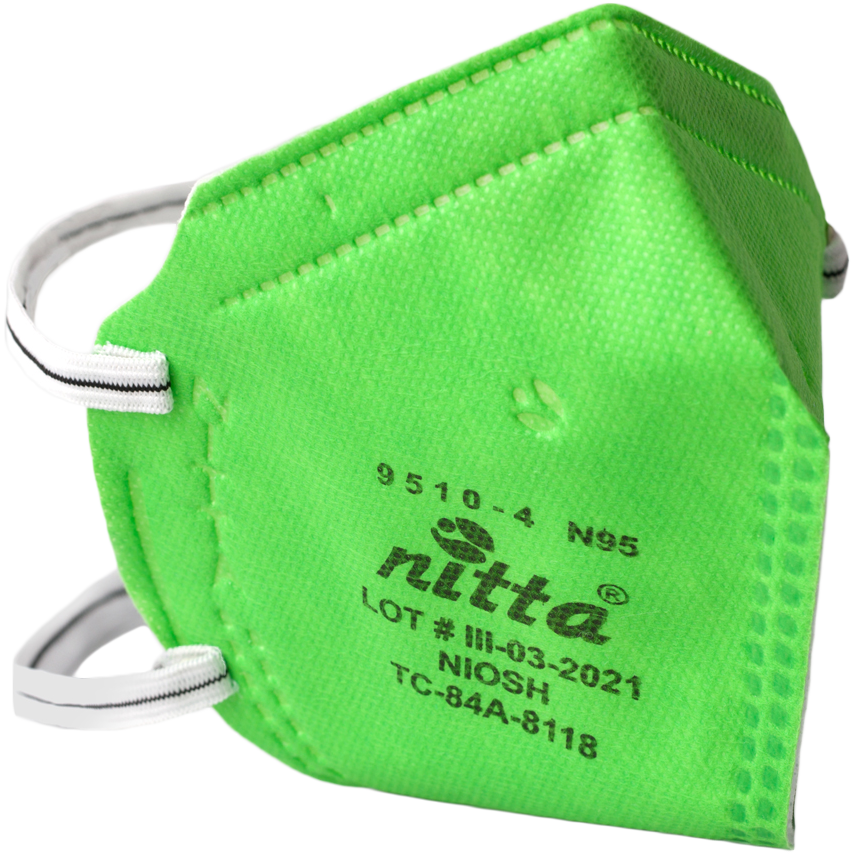 1096734 - Nitta - Flat Fold 9510-4 N95 Respirator Light Green M L