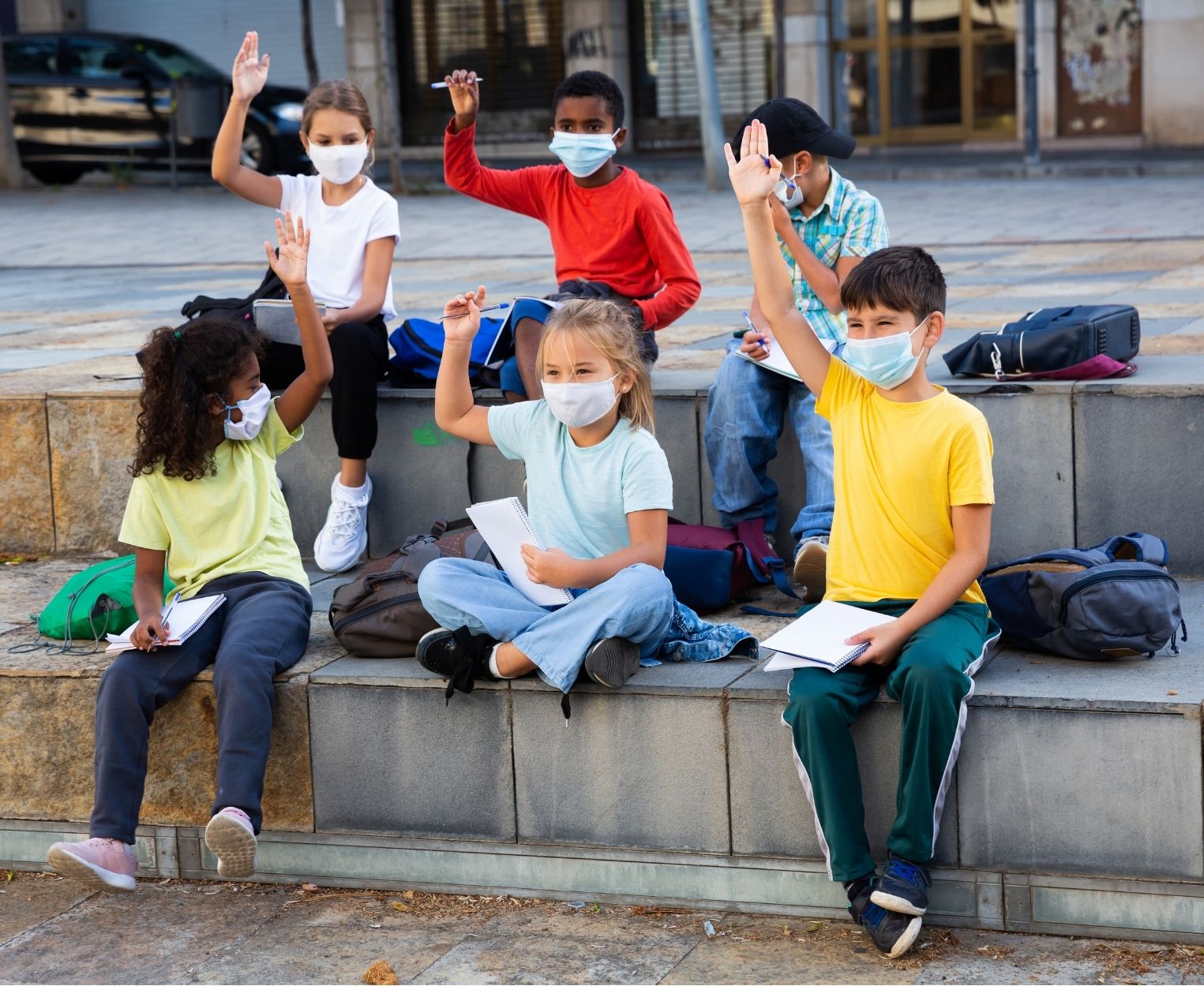 Kids Wearing Masks Outside